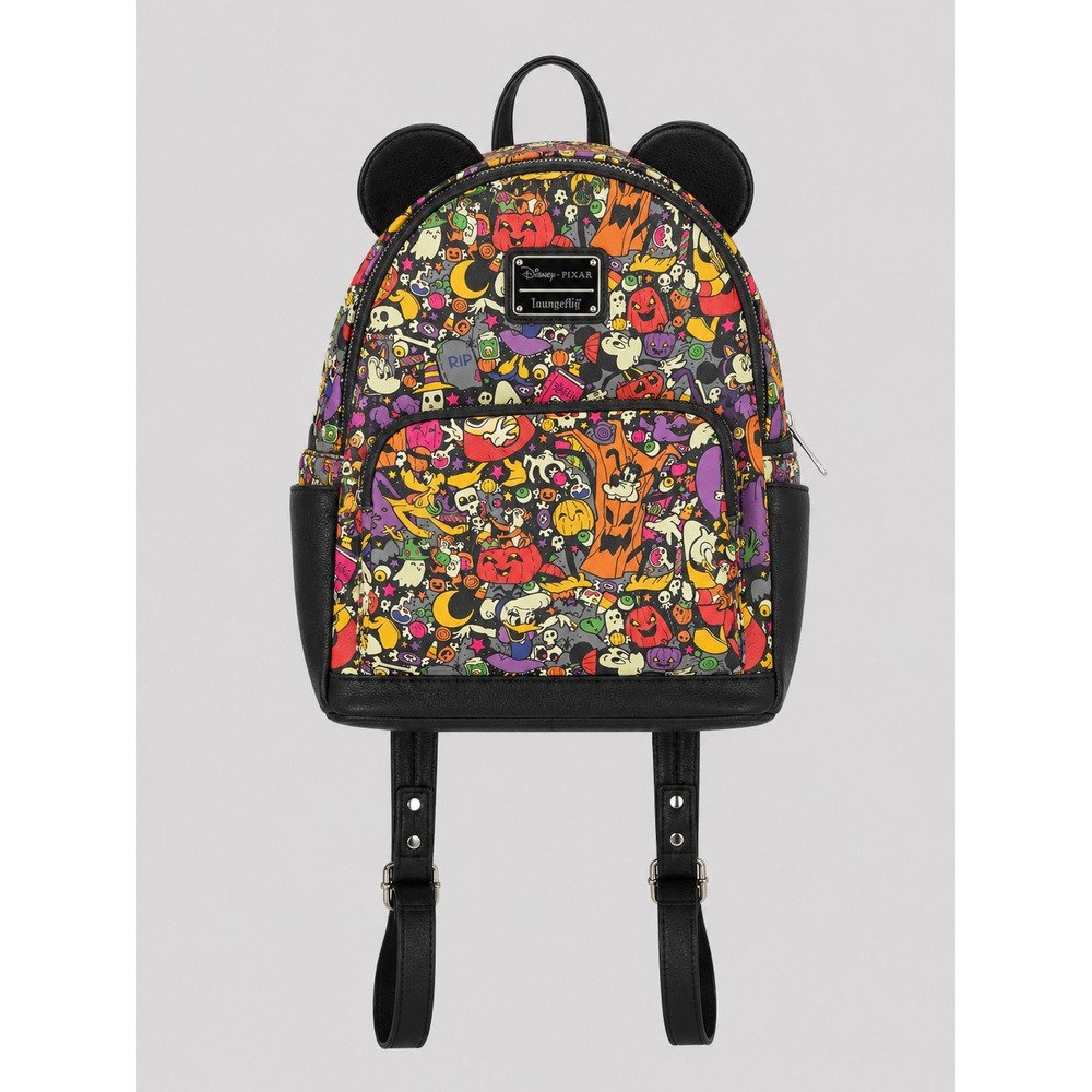 Disney Parks Loungefly Halloween Mickey Friends Mini Backpack Ears AOP Bag